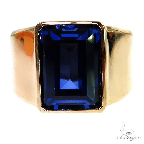 RINA - For Him FACTORY 14K Gold Royal Blue Emerald Ring 67724 in Rose Gold – Ring