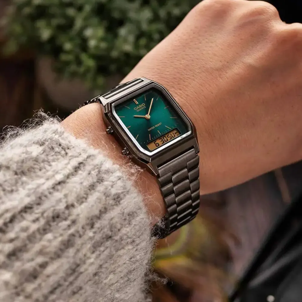 Casio Vintage Dual Display 30mm Unisex Watch Green in Green, additional product view 2