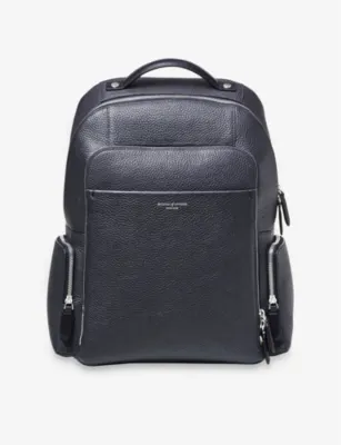 ASPINAL OF LONDON Reporter logo-embossed zipped grained-leather backpack