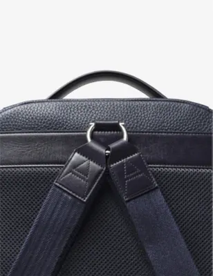 ASPINAL OF LONDON Reporter logo-embossed zipped grained-leather backpack detail 2