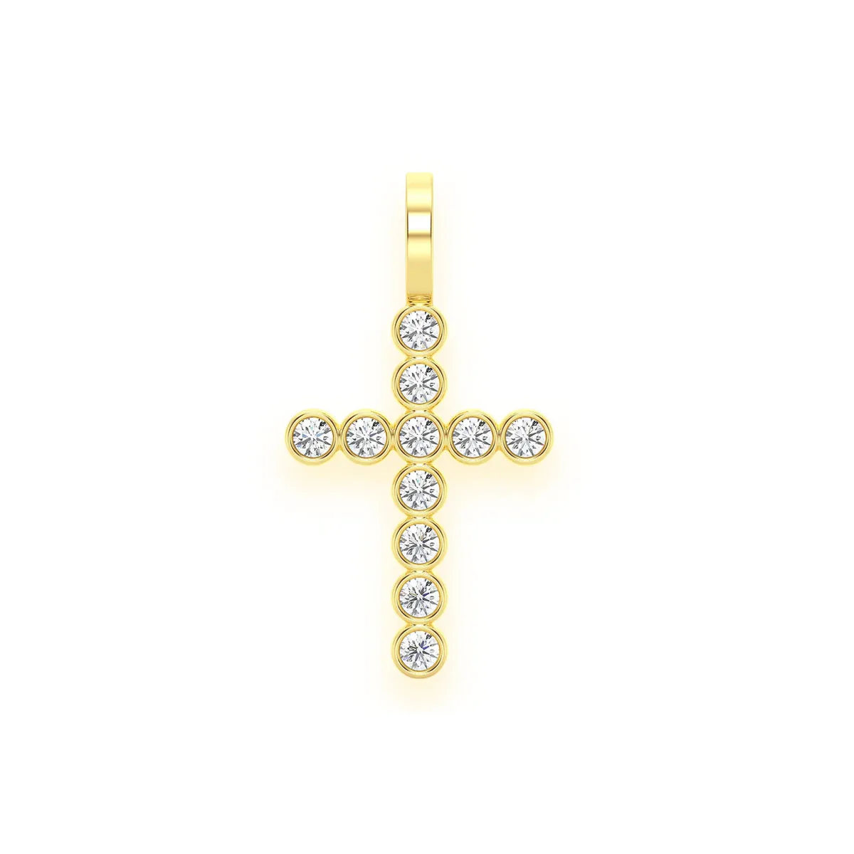 For Him Beaded Cross Pendant in 0.35ctw / Yellow Gold – Pendant