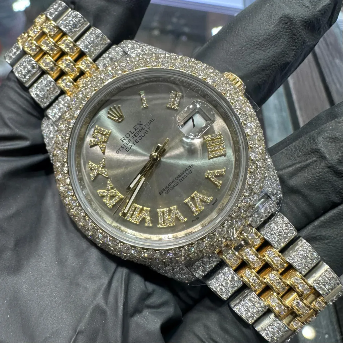 ANKUR - For Him WATCHES Rolex Datejust 41mm | Two Tone Yellow Gold | Iced Out Diamond Roman Dial – Watch