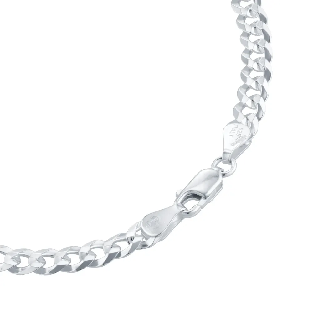 For Him Sterling Silver 5mm Mens Curb Chain Bracelet detail 3
