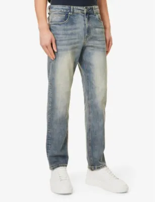 ARNE Brand-patch five-pockets straight-leg relaxed-fit stretch-denim jeans - 28R detail 3