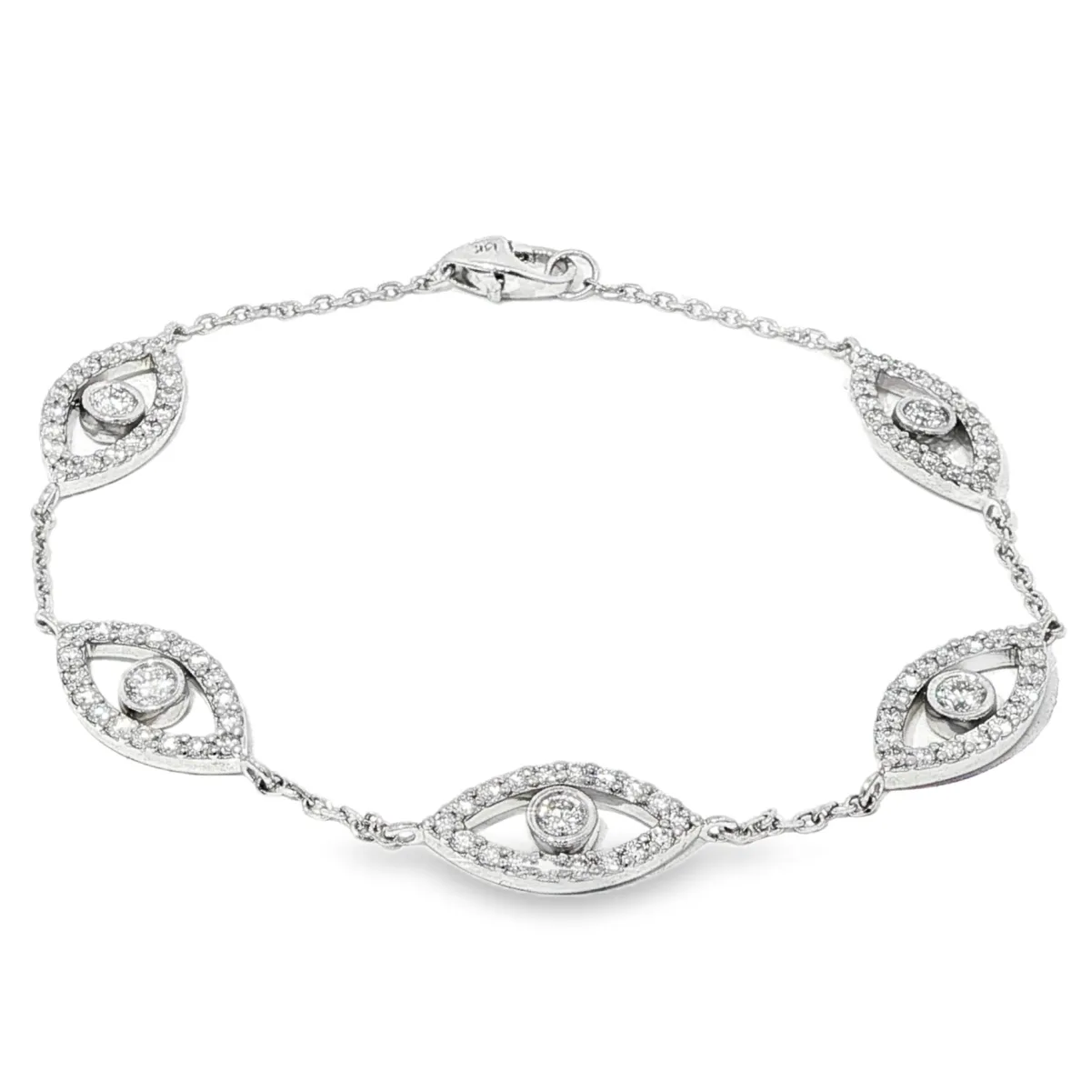 DANNY - CORE Evil Eye Bracelet With White Lab Diamonds 71061 in White Gold – Bracelet