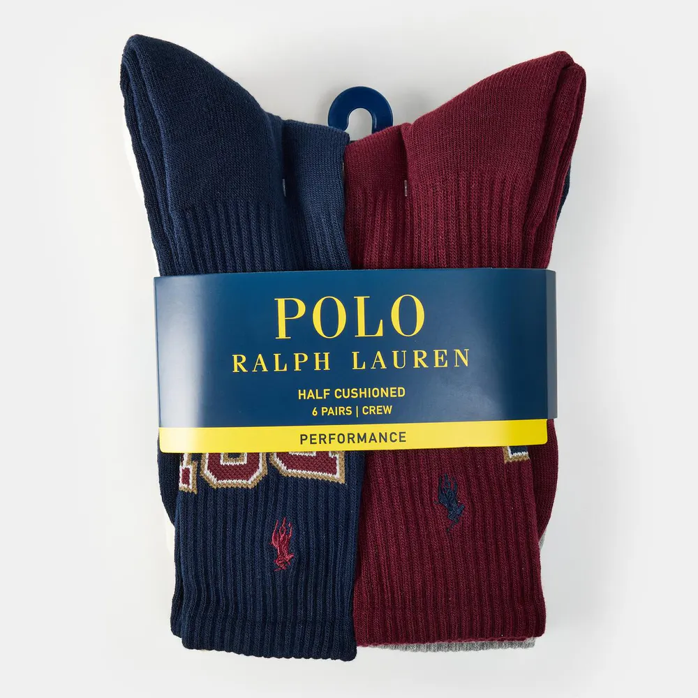 Polo Ralph Lauren Mens 6-Pack Varsity Crew Socks detail 2