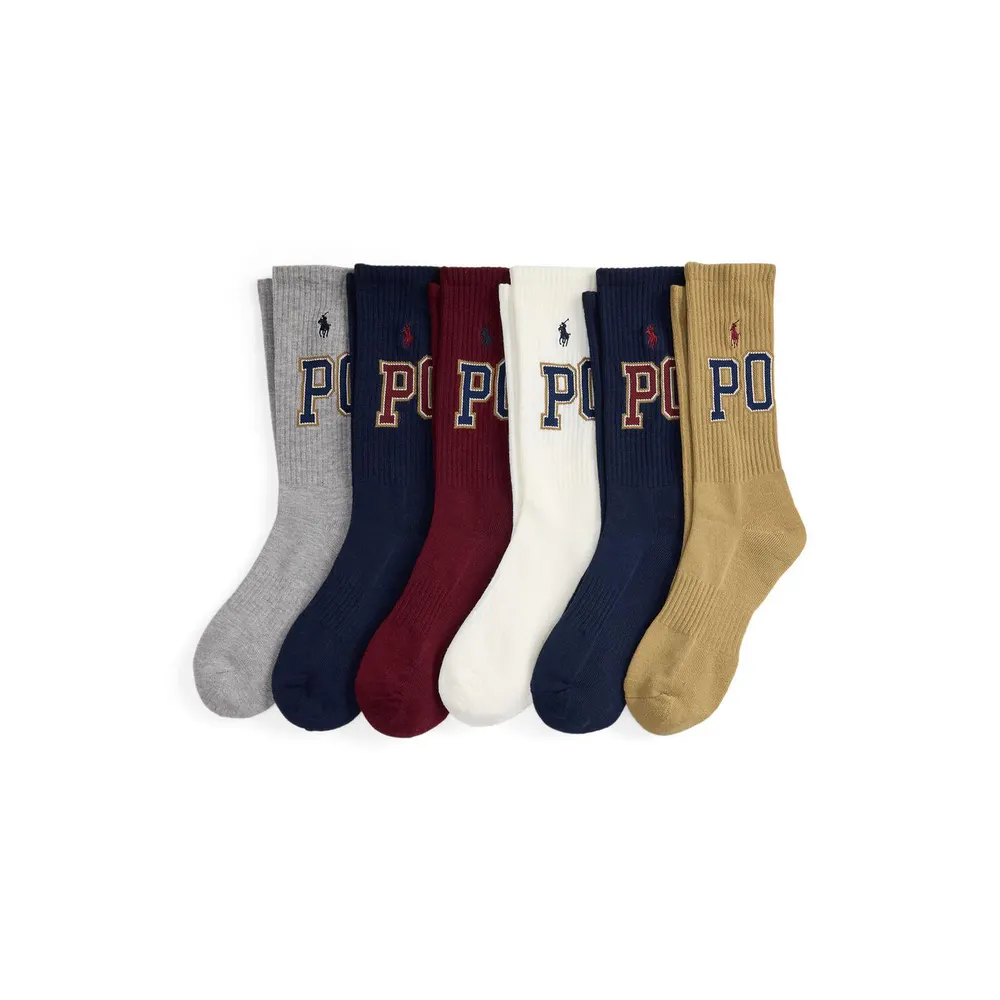 Polo Ralph Lauren Mens 6-Pack Varsity Crew Socks