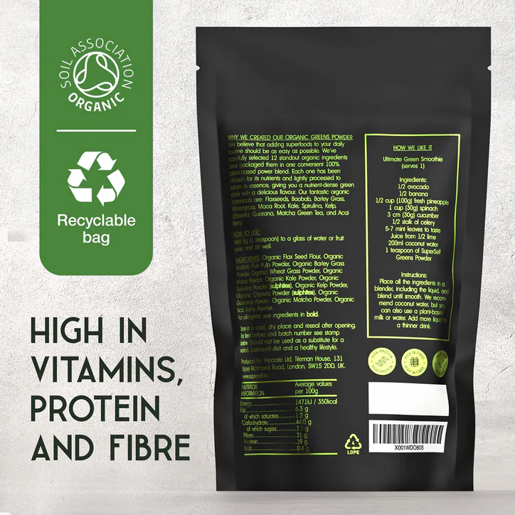 SuperSelf Organic Super Greens Powder 12 Super Food Blend 200g detail 2