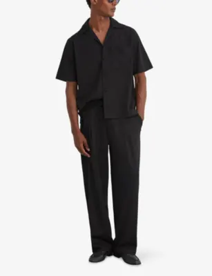 REISS Russo Cuban-Collar Stretch-Woven Shirt detail 2