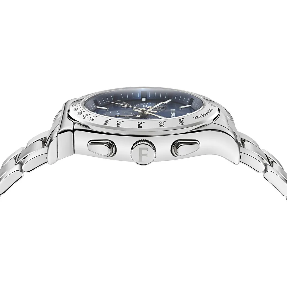 Ferragamo Men's Chrono Analogue Quartz Watch in Blue/Silver, additional product view 2