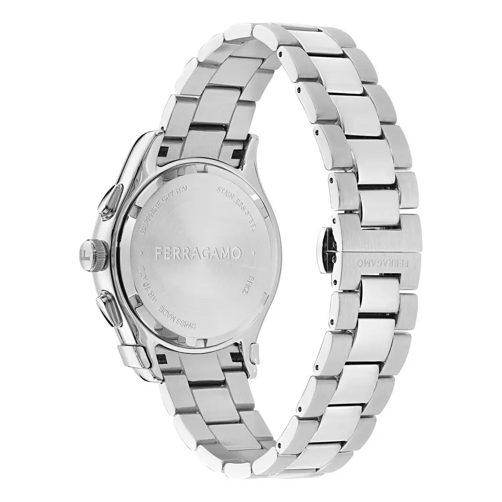 Ferragamo Men's Chrono Analogue Quartz Watch in Blue/Silver, additional product view 3
