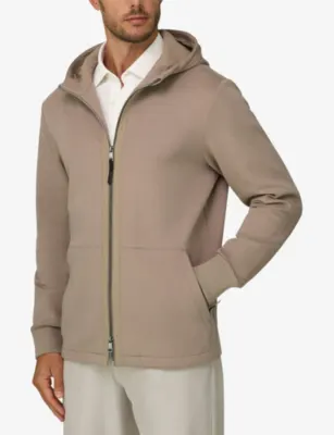 BOGGI MILANO Hooded Zip-Up Stretch Cotton-Blend Sweatshirt detail 3