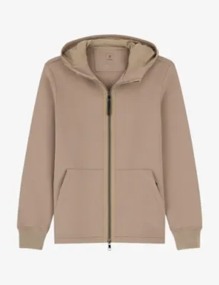 BOGGI MILANO Hooded Zip-Up Stretch Cotton-Blend Sweatshirt