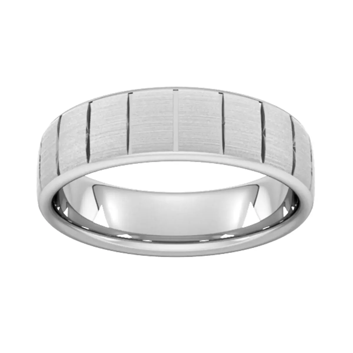 For Him 6mm Flat Court Heavy Vertical Lines Wedding Ring In Platinum