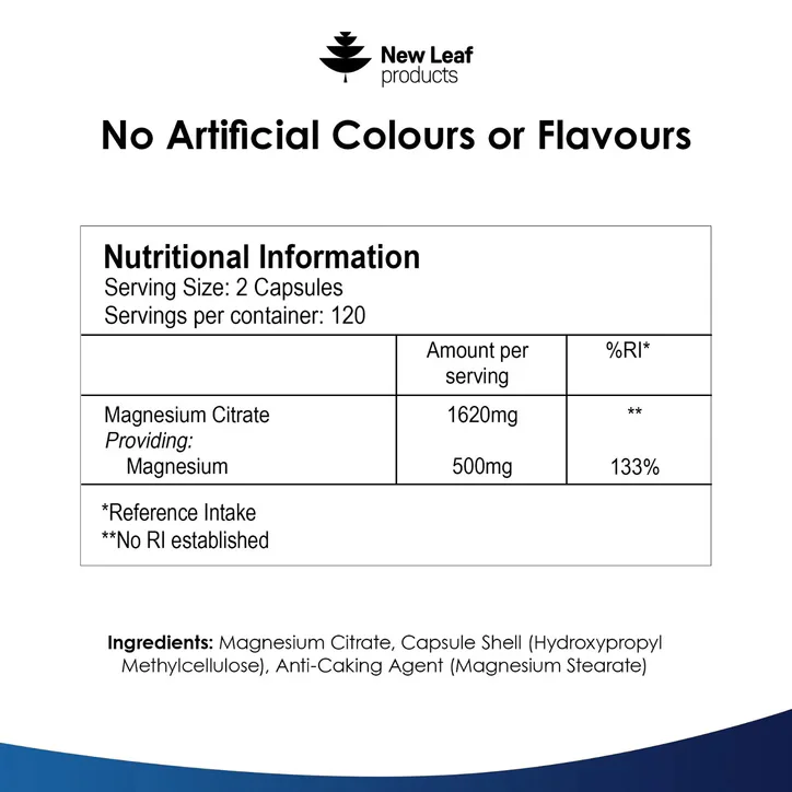 New Leaf Products Magnesium Citrate 240 Capsules detail 3