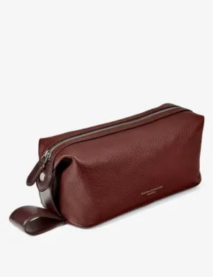 ASPINAL OF LONDON Reporter logo-embellished leather wash bag detail 2