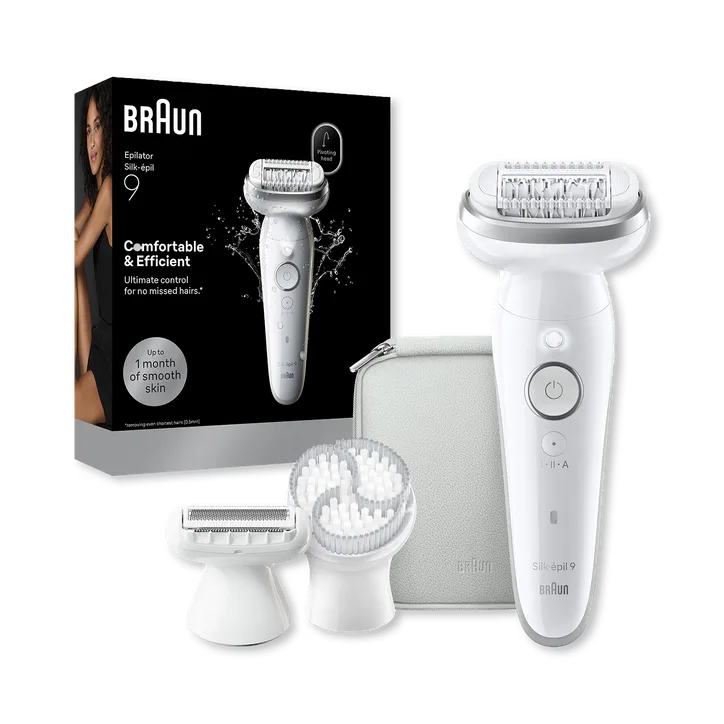 BRAUN Silk·épil 9, Wet & Dry Epilator, Lasting Smooth Skin, 9-061, Silver