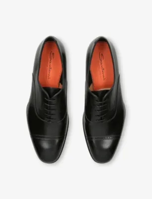 SANTONI Adrian Leather Oxford Shoes - EUR 39 / 5 UK MEN in BLACK, additional product view 2