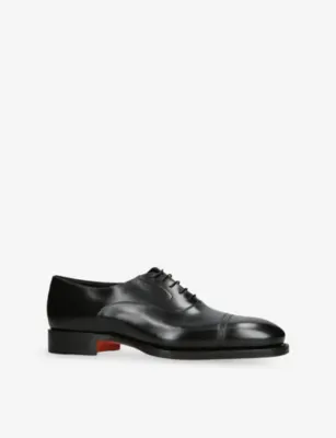 SANTONI Adrian Leather Oxford Shoes - EUR 39 / 5 UK MEN in BLACK, additional product view 3
