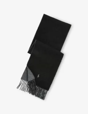 POLO RALPH LAUREN Reversible embroidered-pony recycled wool-blend scarf