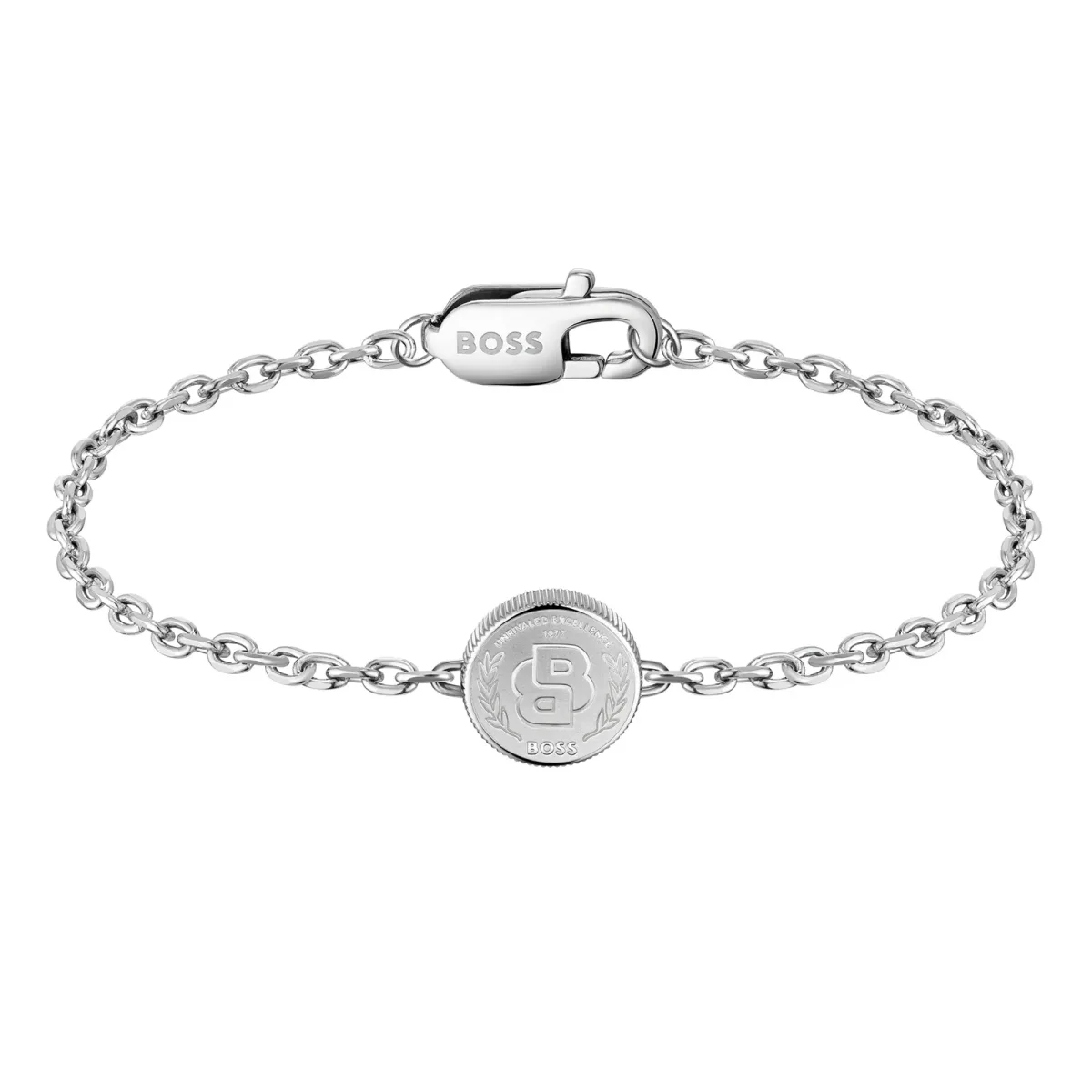 Boss Gents BOSS Double B Stainless Steel Medallion Bracelet