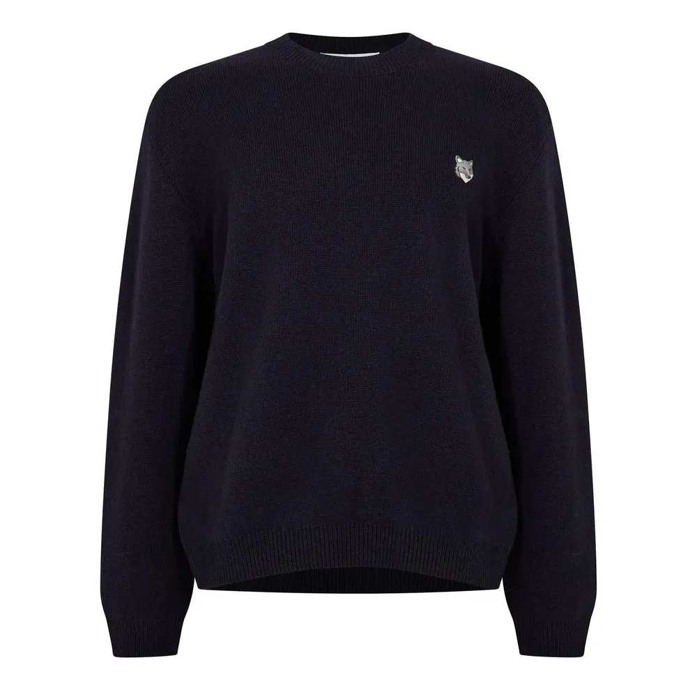 Maison Kitsune Men's Fox Hood Milano Lamb Crew Neck Jumper