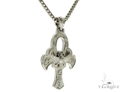 MARYAM - For Him SILVER .925 Sterling Silver For Him's Mystique Ankh Cross Crucifix Franco Chain S 61366 in White / 20 Inches – Pendant
