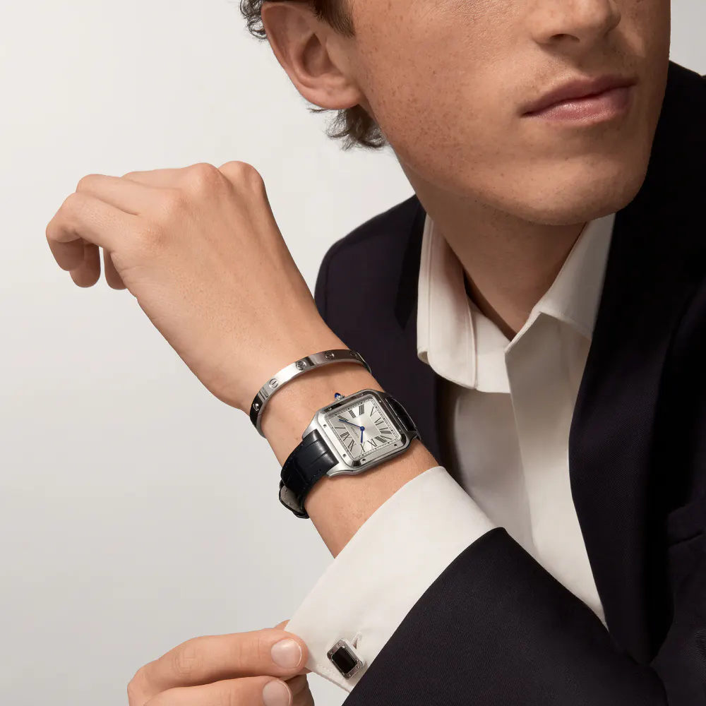 Cartier Santos-Dumont Watch Extra-Large Model, Hand-Wound Mechanical Movement, Steel, Leather detail 2