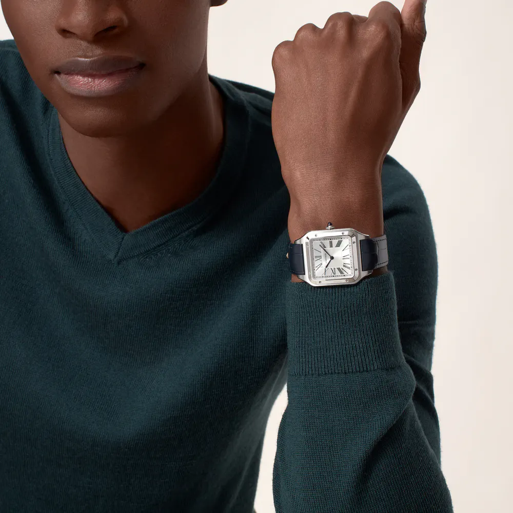 Cartier Santos-Dumont Watch Extra-Large Model, Hand-Wound Mechanical Movement, Steel, Leather detail 3