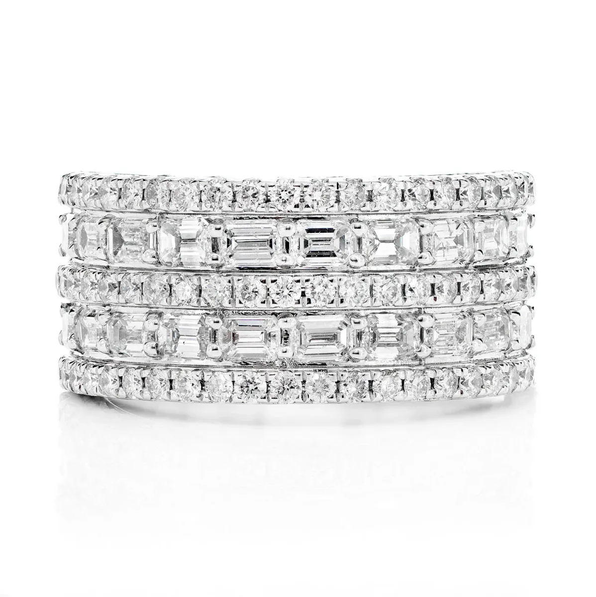 For Him Five Row Baguette and Diamond Band Ring