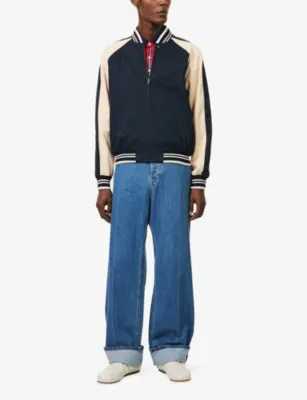 VALENTINO GARAVANI Contrast-Stripe Zip-Up Cotton Bomber Jacket detail 2