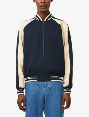 VALENTINO GARAVANI Contrast-Stripe Zip-Up Cotton Bomber Jacket detail 3