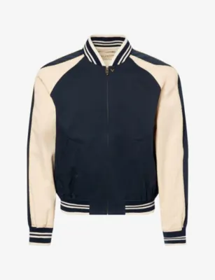 VALENTINO GARAVANI Contrast-Stripe Zip-Up Cotton Bomber Jacket