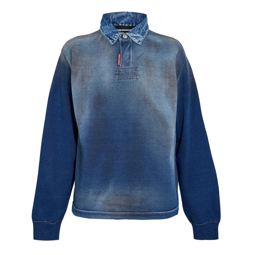 DSquared2 Men's DSQ Denim Long Sleeve Polo Shirt