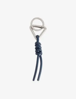 BOTTEGA VENETA Triangle Knot Leather And Metal Keyring in Denim-silver – Mens | Jewellery | Keyrings