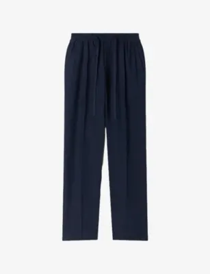 SANDRO Drawstring Elasticated-Waist Linen Trousers