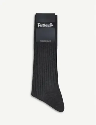 PANTHERELLA Short ribbed cotton socks - DARK GREY