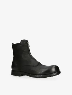 OFFICINE CREATIVE Bulla Front-Zip Leather Chelsea Boots - EUR 43.5 / 9.5 UK MEN in BLACK, additional product view 3