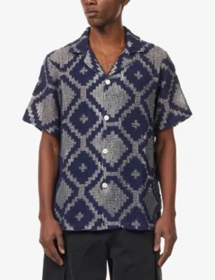 OAS Trastevere Cuba Cotton-Blend Crochet Shirt in BLUE, additional product view 3