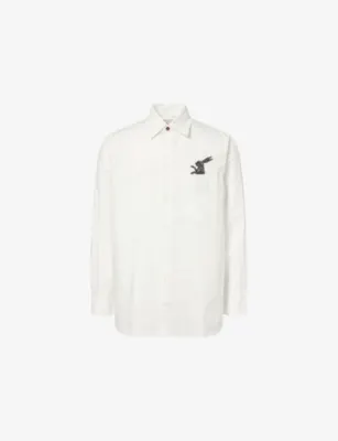 PAUL SMITH Embroidered-Rabbit Long-Sleeve Cotton Shirt