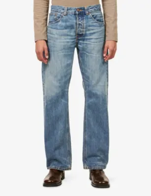 NUDIE JEANS Alf Silver Tracks Cotton Denim Jeans - 38/32 in Silver Tracks, additional product view 3