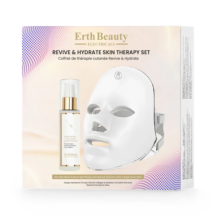 Erth Skin London REVIVE & HYDRATE SKIN THERAPY SET (SKIN RETREAT & RENEW LIGHT THERAPY FACE MASK + HA SERUM 60ML) detail 2