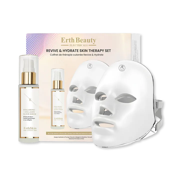 Erth Skin London REVIVE & HYDRATE SKIN THERAPY SET (SKIN RETREAT & RENEW LIGHT THERAPY FACE MASK + HA SERUM 60ML)