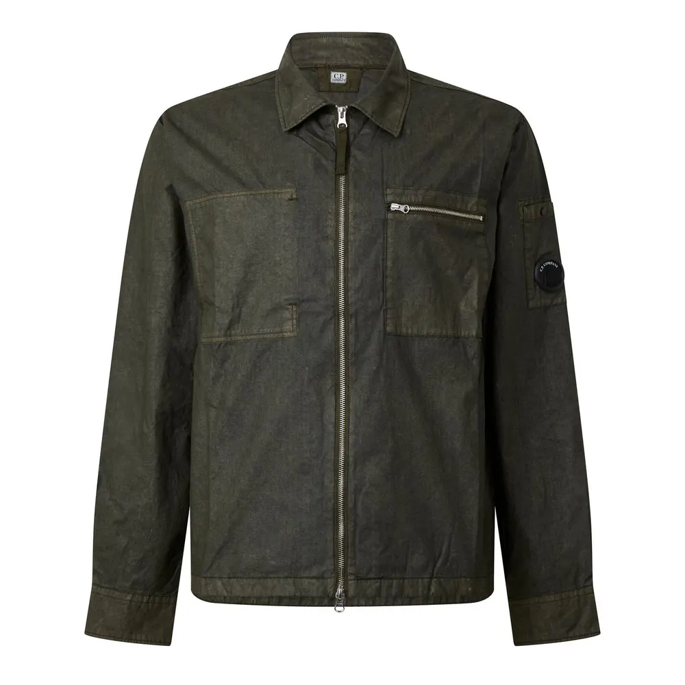CP Company Men's Resined Cotton Full-Zip Overshirt
