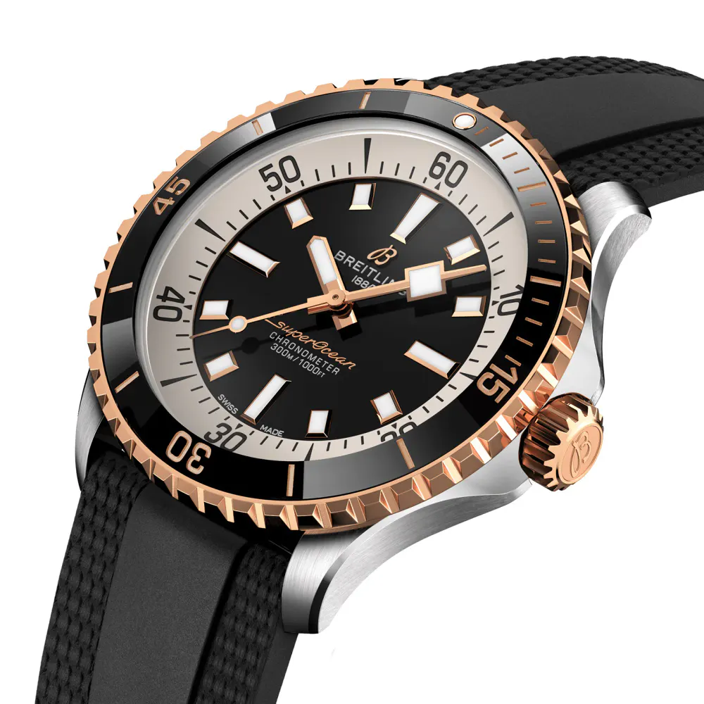 Breitling Superocean Automatic 42 Stainless Steel & 18k Red Gold Watch in Black, additional product view 2