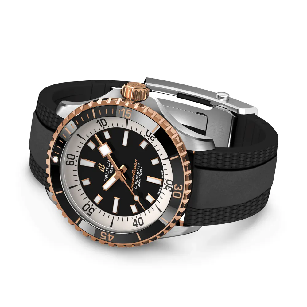 Breitling Superocean Automatic 42 Stainless Steel & 18k Red Gold Watch in Black, additional product view 3