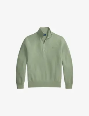 POLO RALPH LAUREN Logo-Embroidered Zip-Up Cotton Sweater