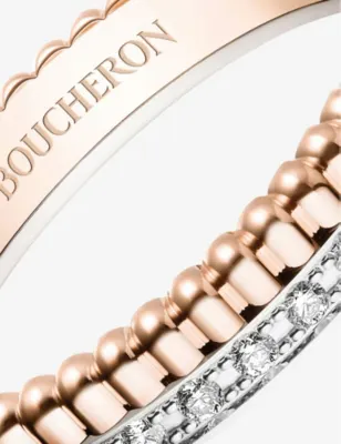 BOUCHERON Quatre Radiant Edition 18ct white, rose-gold and 0.23ct diamond wedding band - 48mm in PINK, additional product view 2