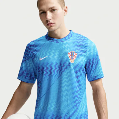 Nike Croatia 2026 Pre-Match Men's Nike Dri-FIT Football Pre-Match Short-Sleeve Top - Chlorine Blue/Hyper Royal/White