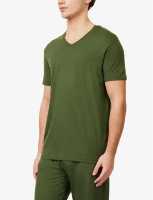 DEREK ROSE Basel 15 V-neck short-sleeve stretch-jersey T-shirt detail 3
